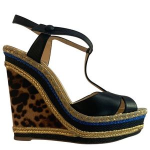 Christian Louboutin Leopard Trotolita Wedge Heels